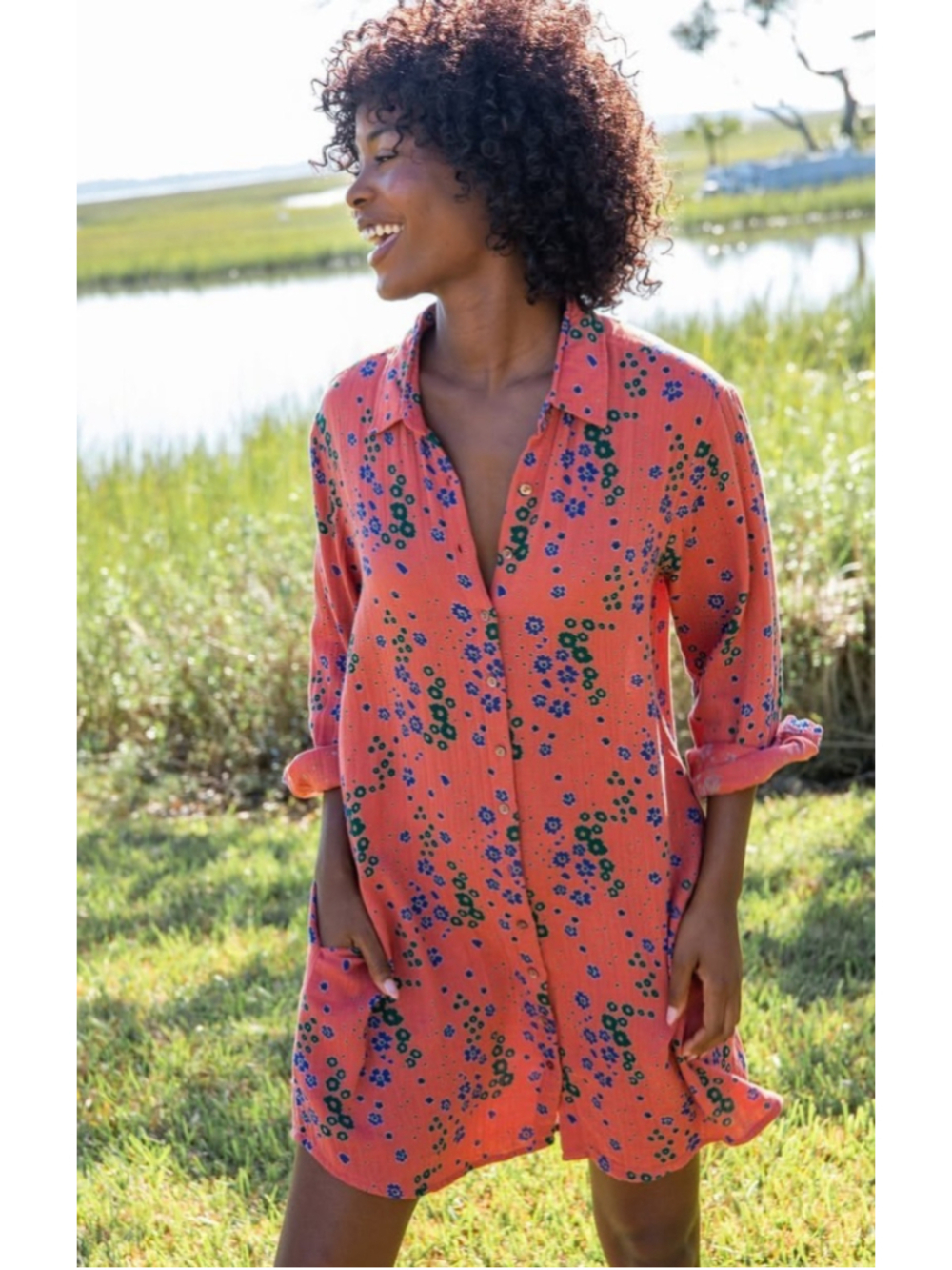 NWT Natural Life GEORGIA Floral Shirt Dress Sz M Gauzy Cottagecore HIppie Boho